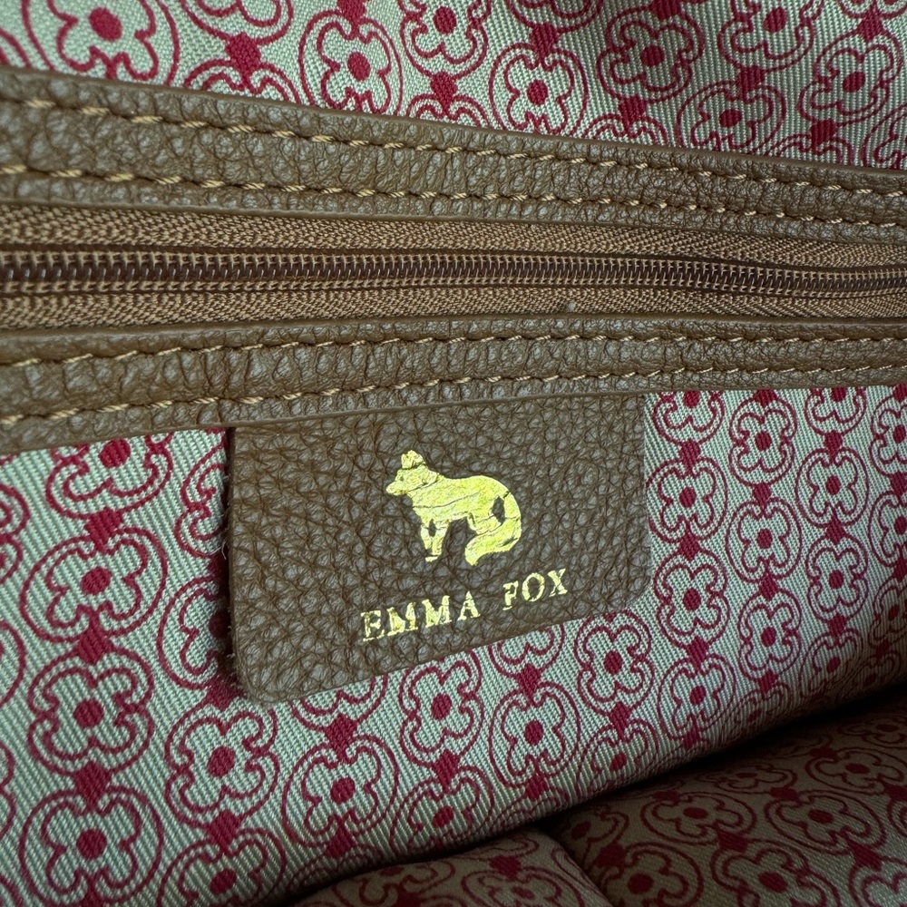 Emma Fox Tan Pebbled Leather Satchel Crossbody Bag Gold Hardware - Picture 7 of 9